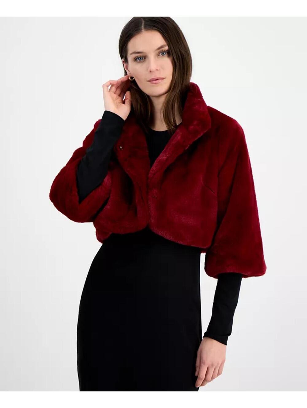 $360 Laundry by Shelli Segal Faux-Fur Shrug Burgundy NWT sz XL Bolero Jacket Red